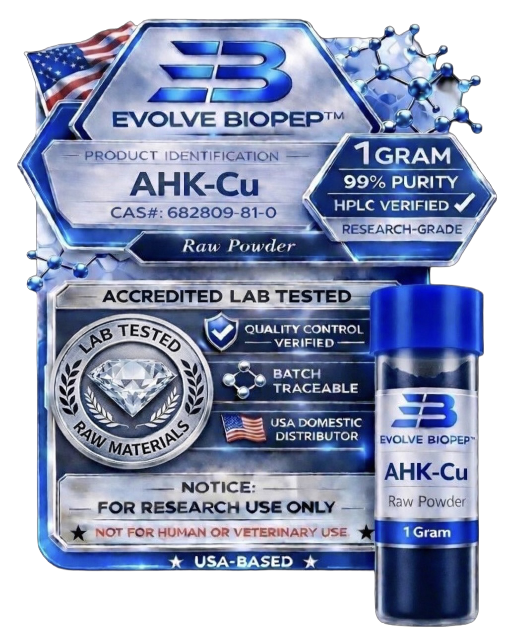 AHK-CU 1g Raw Powder Copper Tripeptide Research Peptide