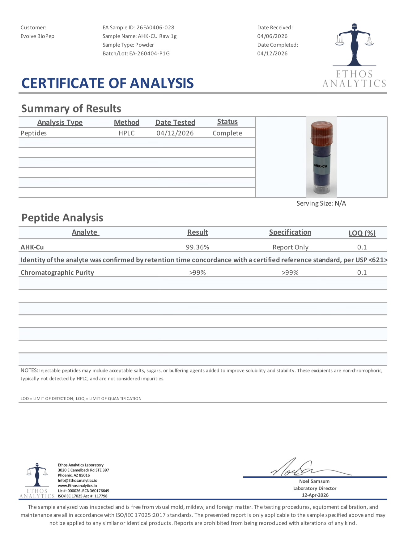 AHK-CU 1g Raw Powder Copper Tripeptide Research Peptide - Image 2