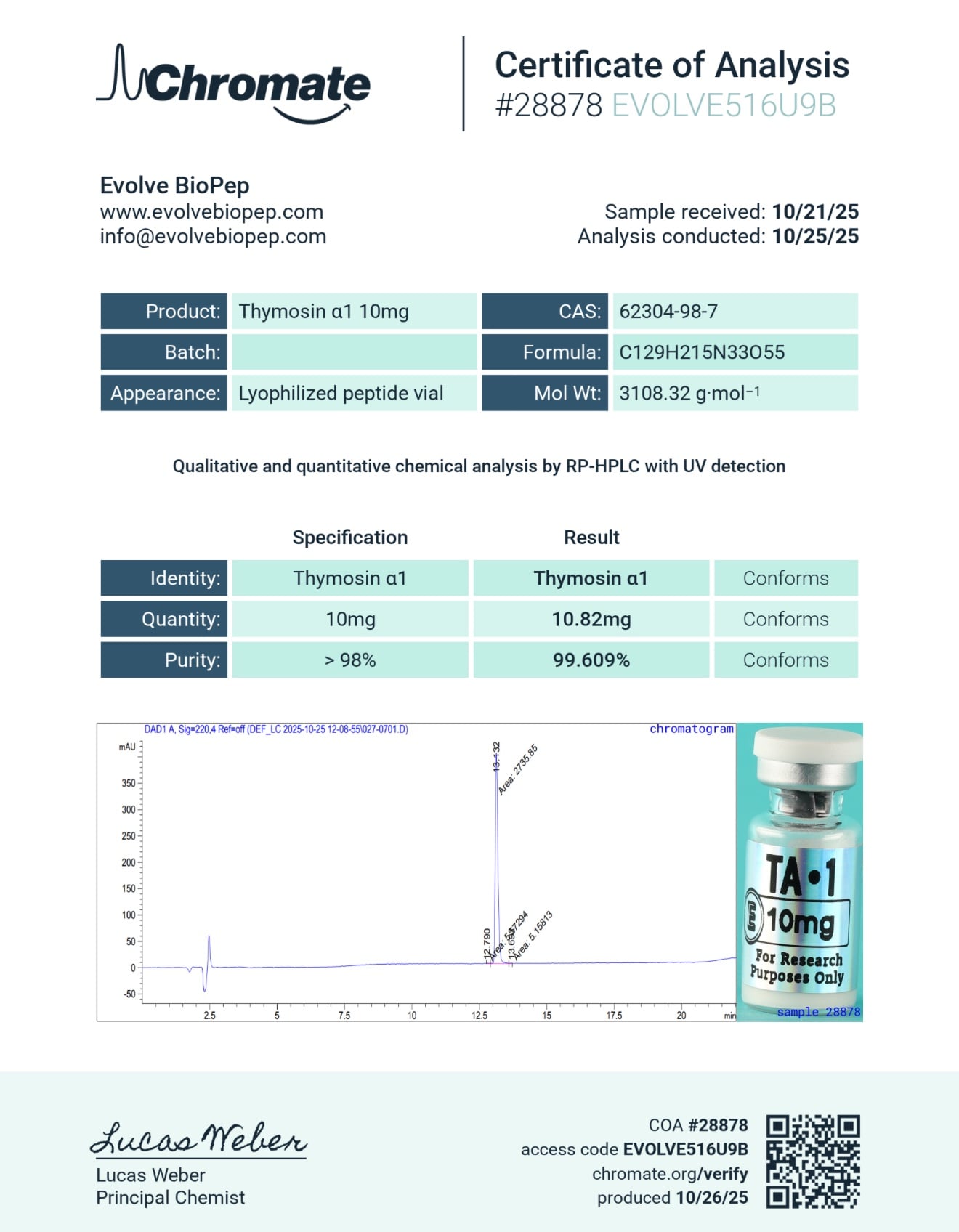 TA-1 10mg Thymosin Alpha One Research Peptide - Image 3
